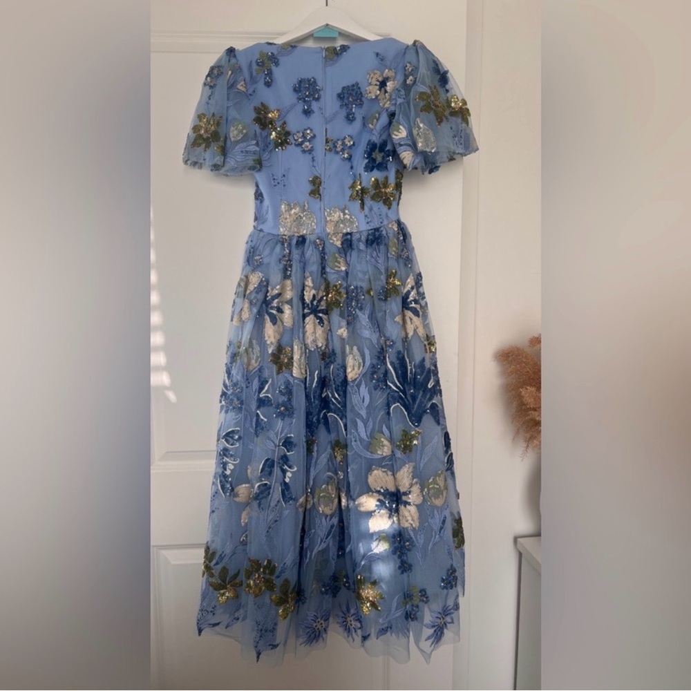 JessaKae Floral Embroidered Blue Dress